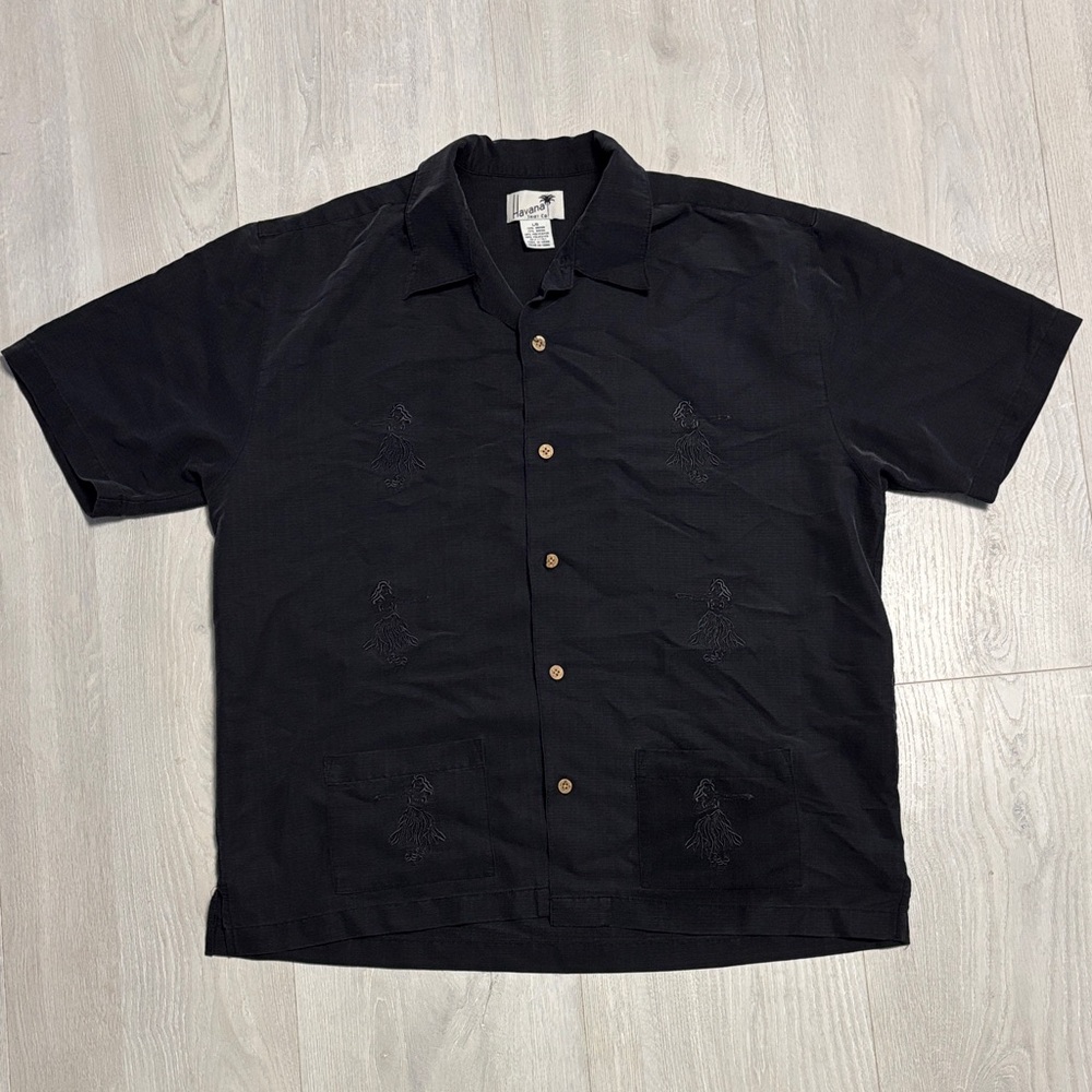 🔥BUNDLESALE Men's L Havana Shirt Co Hawaiian Hula Girl Casual Button Down Shirt